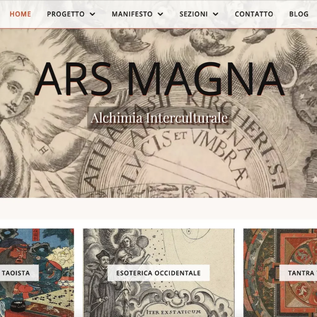 Screenshot della homepage del sito Ars Magna